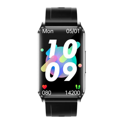 A Practical Wrist Wearable for Everyday Health Awareness black fitness smartwatch displaying time, heart rate and step count