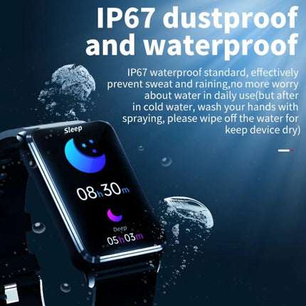A Practical Wrist Wearable for Everyday Health Awareness - sleek black IP67 waterproof fitness smartwatch displaying sleep tracking and heart rate metrics