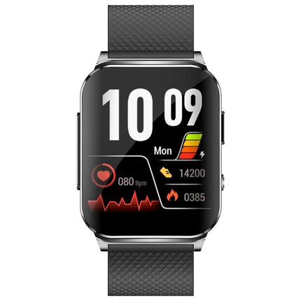 Essential Smart Watch for Everyday Health and Activity Monitoring — black smartwatch showing time, heart rate, steps and activity tracking on display