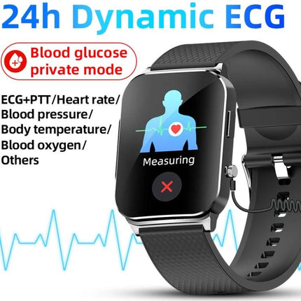 Essential Smart Watch for Everyday Health and Activity Monitoring - sleek black smartwatch showing 24h Dynamic ECG, heart rate, blood oxygen and sleep tracking