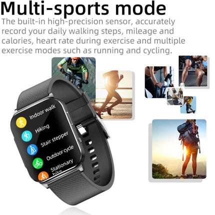 Essential Smart Watch for Everyday Health and Activity Monitoring - black fitness smartwatch showing multi-sports modes, heart rate, steps and sleep tracking