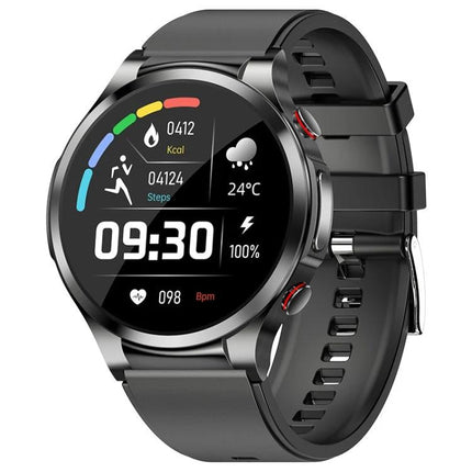 A Versatile Smart Watch for Daily Wellness and Activity Support - round touchscreen watch displaying time, steps, heart rate, ECG and weather