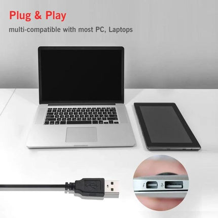 A Reliable Microphone for Daily Home Office Meetings and Calls USB plug-and-play setup next to laptop and tablet, ideal for clear voice in virtual meetings