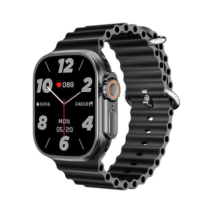 Keep track of your health with this everyday smart watch showing heart rate, step count, and sleep tracking on a black banded display