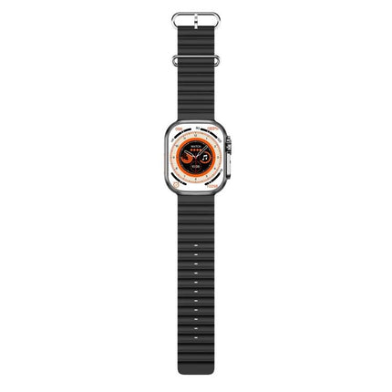 Keep track of your health with this everyday smart watch — black strap smartwatch showing heart rate and activity dial