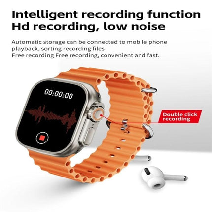 Keep track of your health with this everyday smart watch - orange band smartwatch showing heart rate and voice recording screen