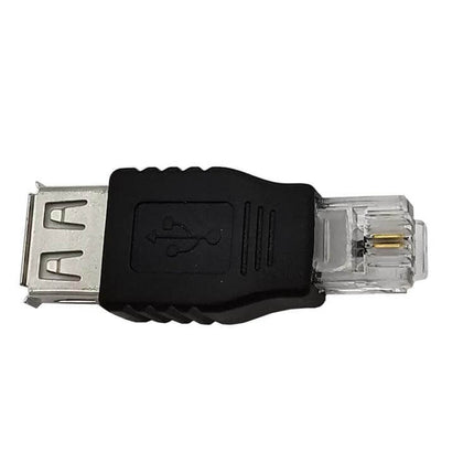 JUNSUNMAY USB Female to RJ11 Adapter for Telephone Data Transfer single black adapter showing USB-A female and RJ11 plug