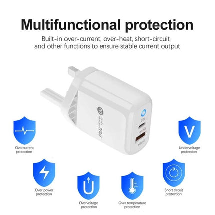 Charger for Everyday Phone Powering at Home and Travel - dual-port white charger with multifunctional protection for home and travel