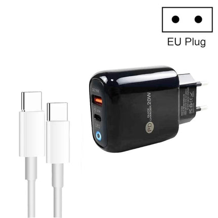 Practical USB-C Charger for Everyday Mobile Use at Home and Travel - compact EU plug 20W with USB-C cable