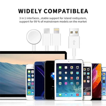 3-In-1 Magnetic Charging Cable 4ft USB-C For Apple Watch