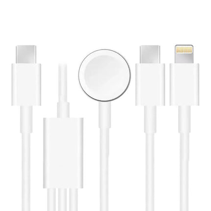 Magnetic 3-in-1 Charger 4ft Dual Type-C Apple Watch Phone