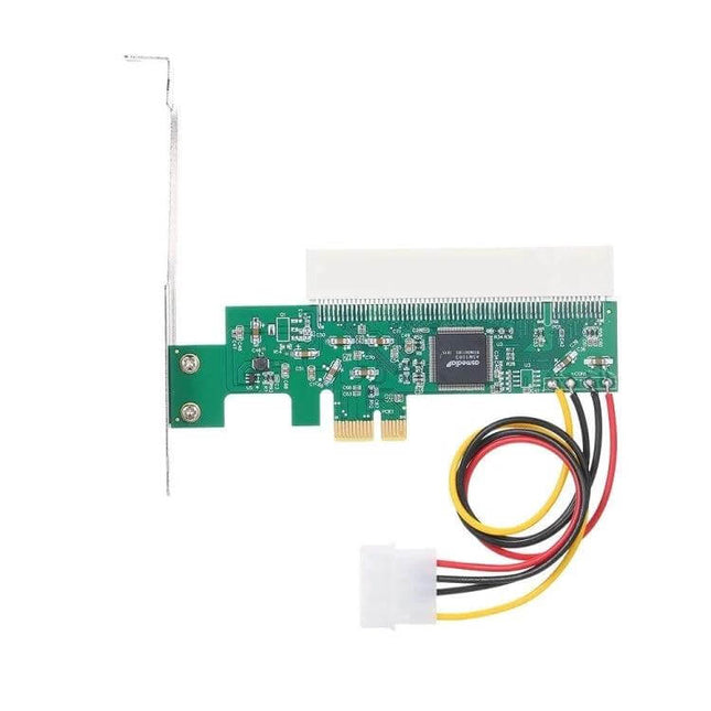 PCI-E to PCI Adapter Card with 4Pin Power Supply for PCI Devices - green adapter board with 4-pin Molex cable for legacy PCI cards