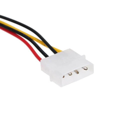 PCI-E to PCI Adapter Card with 4Pin Power Supply for PCI Devices showing white 4-pin Molex power connector and cables