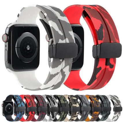 Camouflage Silicone Apple Watch Band 41mm Magnetic Clasp