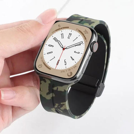 Camouflage Silicone Apple Watch Band 41mm Magnetic Clasp