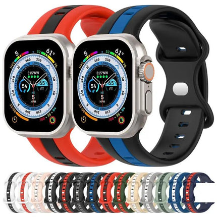 Two-Tone Silicone Watch Band For Apple Watch Ultra 49mm