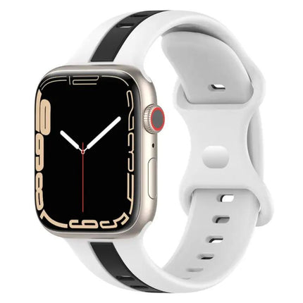 Two-Color Silicone Apple Watch Band 45mm Butterfly Buckle