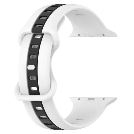 Two-Color Silicone Apple Watch Band 45mm Butterfly Buckle