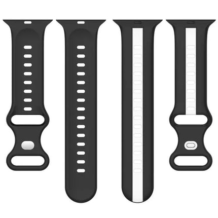 Two-Color Silicone Apple Watch Band 45mm Butterfly Buckle