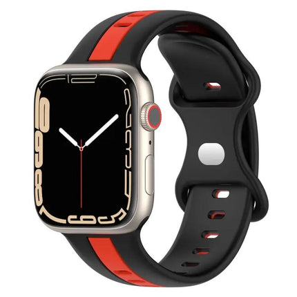 Silicone Apple Watch Band 41mm Butterfly Buckle Two-Tone