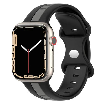 Silicone Apple Watch Band 41mm Butterfly Buckle Two-Tone