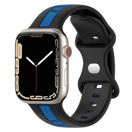 Silicone Apple Watch Band 41mm Butterfly Buckle Two-Tone