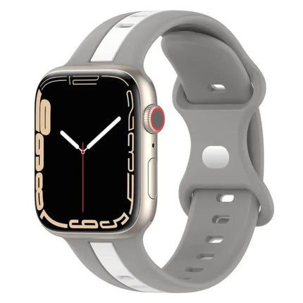 Silicone Apple Watch Band 41mm Butterfly Buckle Two-Tone