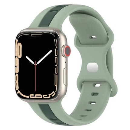 Silicone Apple Watch Band 41mm Butterfly Buckle Two-Tone