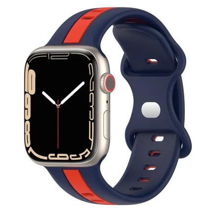 Silicone Apple Watch Band 41mm Butterfly Buckle Two-Tone