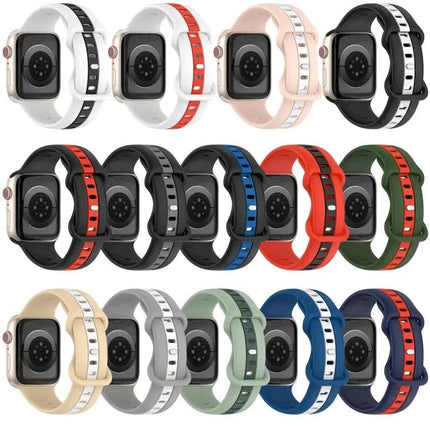 Silicone Apple Watch Band 41mm Butterfly Buckle Two-Tone