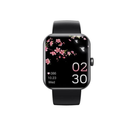Daily Smart Watch for Health and Activity Tracking - black smartwatch showing time, heart rate, steps and floral watch face for daily wellness monitoring