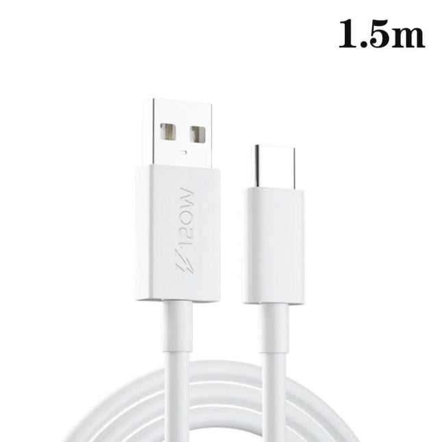 Practical USB-C Cable for Everyday Device Charging and Transfers — 1.5m white cable supporting up to 120W PD for charging and data transfer