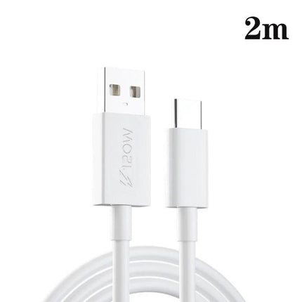 Practical USB-C Cable for Everyday Device Charging and Transfers — white 2m cable, USB-A to USB-C, supports up to 120W for charging and data transfer