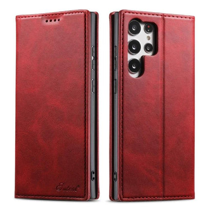 Suteni Leather Phone Case Card Slot for Everyday Carry and Daily Use On The Go Today - red PU leather wallet phone case with card slots