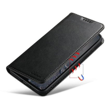 Suteni Leather Phone Case Card Slot for Everyday Carry and Daily Use On The Go Today - black PU leather wallet folio with card slots and magnetic closure