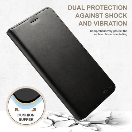 Suteni Leather Phone Case Card Slot for Everyday Carry and Daily Use On The Go Today - black PU leather folio with card slots and dual shock protection