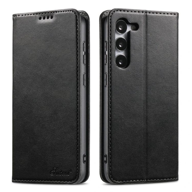 Suteni Leather Phone Case Card Slot for Everyday Carry and Daily Use On The Go Today - black PU leather folio with card slots and TPU edges