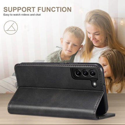 Suteni Leather Phone Case For Everyday Carry And Daily Protection Made With Durable TPU And PU Leather showing kickstand and card slots in black