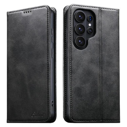 Suteni Leather Phone Case For Everyday Carry And Daily Protection Made With Durable TPU And PU Leather slim black folio with card slots and kickstand