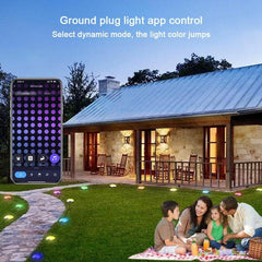 Lámpara de jardín con control por aplicación inteligente y WIFI para exteriores CP01, luces de suelo para exteriores con sincronización musical