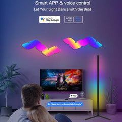 SAL004B Lámpara de suelo LED RGB con ambiente musical y enchufe USB para barra de casa