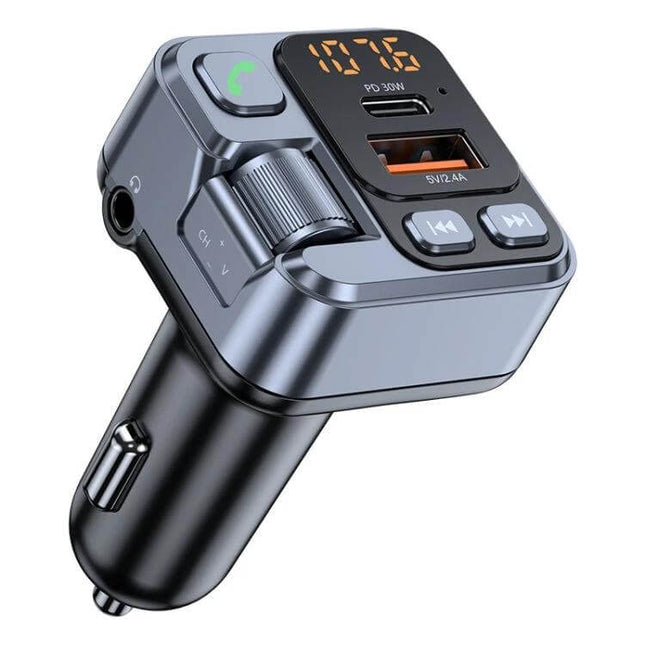 T16 MP3 Player Car Kit With Bluetooth For In-Car Listening - compact transmitter with USB-C, USB fast charge and hands-free controls