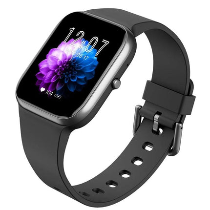 Daily smart watch for tracking health during routines showing black smartwatch with heart rate, blood oxygen and glucose monitoring on screen