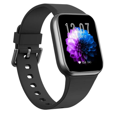 Daily smart watch for tracking health during routines - black smartwatch showing heart rate, time, activity reminders and health monitoring