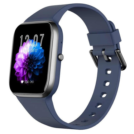 Daily smart watch for tracking health during routines showing blue smartwatch with heart, blood pressure and oxygen monitoring display