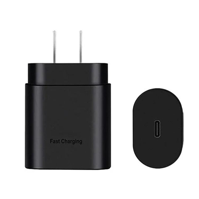 Compact USB-C Wall Charger for Samsung Phones in Daily Life - black 25W USB-C PD PPS fast charging wall adapter
