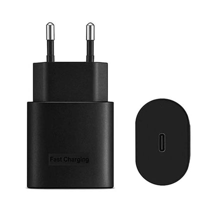 Compact EU Plug Charger for Everyday Samsung Device Use - black fast charging USB-C wall adapter for travel and work