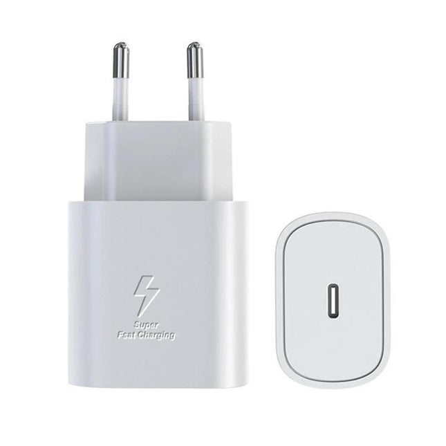 Compact EU Plug Charger for Everyday Samsung Device Use - white compact EU plug USB-C charger for travel and work, fast charging design
