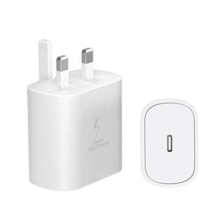 Versatile UK Plug Charger for Samsung Devices and Everyday Use - white UK plug with USB-C port, supports Samsung PPS fast charging for travel and daily use