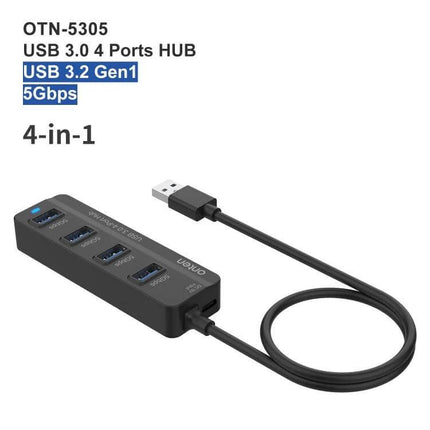 Onten 4-Port USB 3.0 Hub for Device Connections and Charging black 4-port USB 3.0 hub with cable for fast data transfer and charging